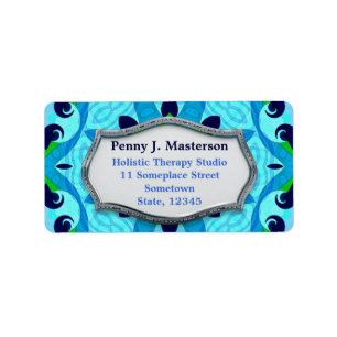 Tropical Blue Pattern Address Label