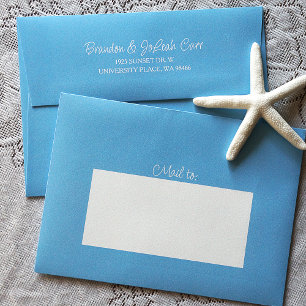 Tropical Blue, Pre-addressed 5x7 Monogram Wedding Envelope