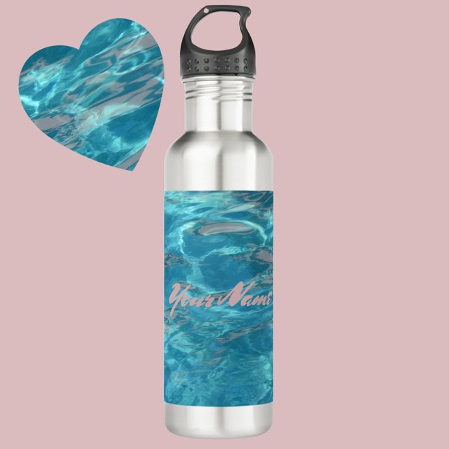 Tropical Blue Rippling Water Personalised 710 Ml Water Bottle (Creator Uploaded)