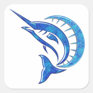 Tropical Blue Sailfish Square Sticker