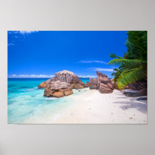 Tropical Blue Sea Sandy Beach Island Poster