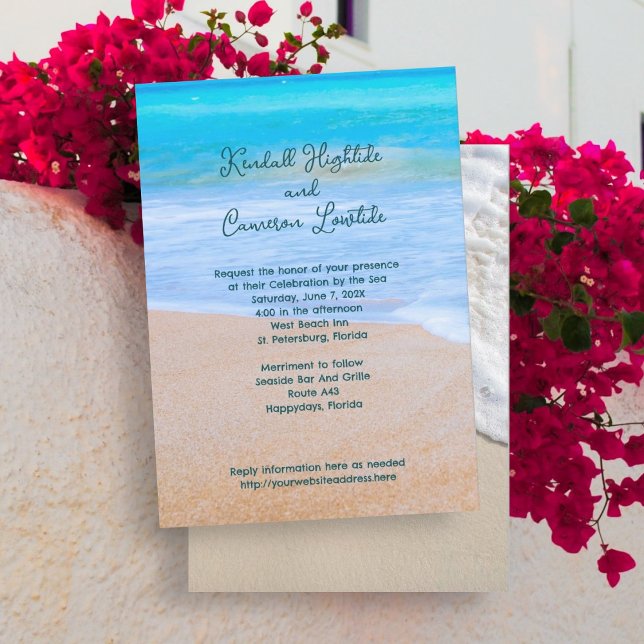 Tropical Blue Sea Wedding Invitation With RSVP (Creator Uploaded)