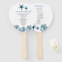 Tropical Blue Starfish Wedding Program Fan