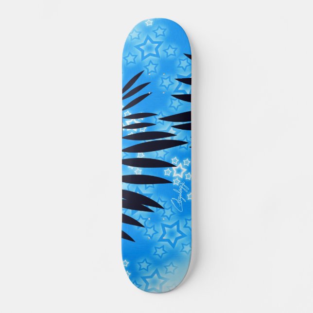 Tropical Blue Stars Skateboard (Front)