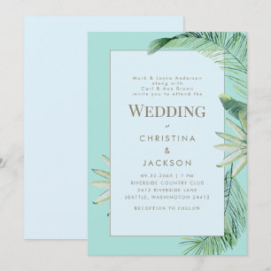 Tropical Blue & Turquoise Wedding Invitation
