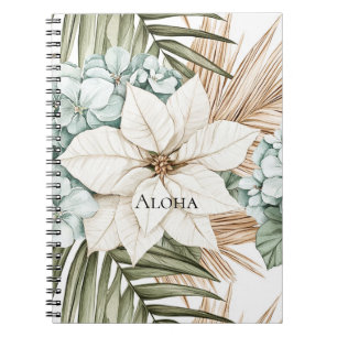 Tropical Blue White Flowers Notebook