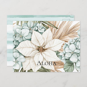 Tropical Blue White Flowers Postcard