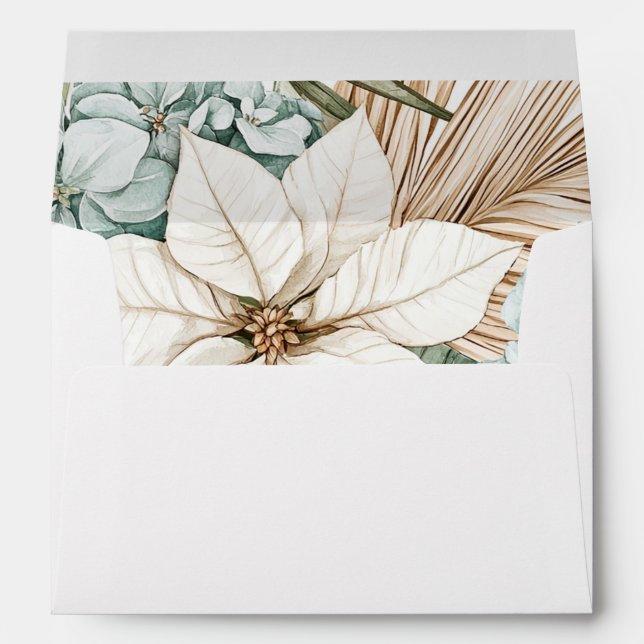Tropical Blue White Flowers Wedding Envelope (Back (Bottom))