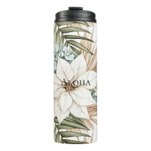 Tropical Blue White Flowers Wedding Thermal Tumbler