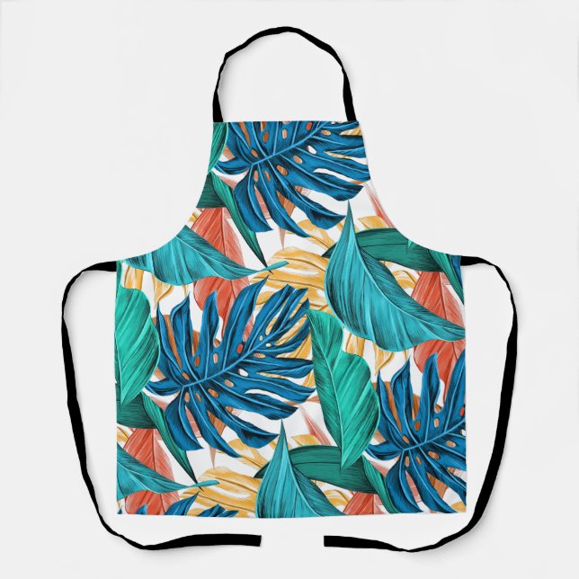 Tropical Blue yelllow leaves  Apron (Front)