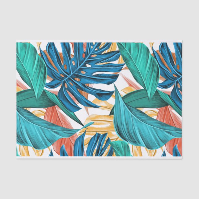 Tropical Blue yelllow leaves  Tissue Paper (Front)