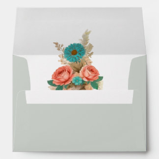 Tropical Blues & Greens Eco Beach Wedding Envelope