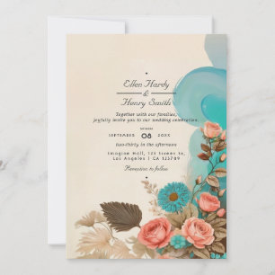 Tropical Blues & Greens Eco-friendly Beach Wedding Invitation