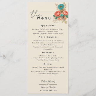 Tropical Blues & Greens Eco-Friendly Beach Wedding Menu