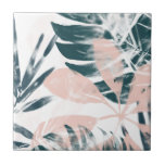 Tropical Blush Ceramic Tile<br><div class="desc">"Tropical Blush II" by June Erica Vess. Features tropical greenery in constrasting colours.</div>