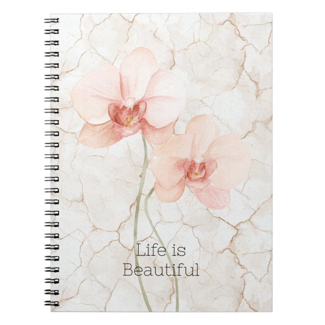 Tropical Blush Pink Orchid Flowers Notebook (Front)