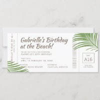 Tropical Boarding Pass Beach Birthday Trip