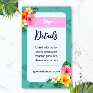 Tropical Boarding Pass Destination Wedding Enclosure Card