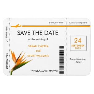 Tropical Boarding Pass Save the Date Magnets