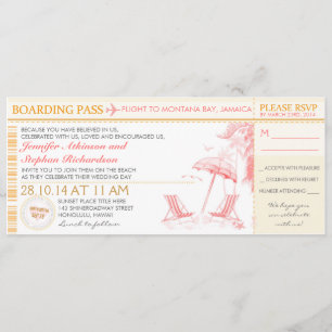 tropical boarding pass - wedding invitation & RSVP