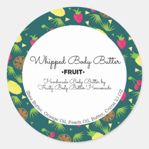 Tropical Body Butter Bath Branding Packaging Classic Round Sticker