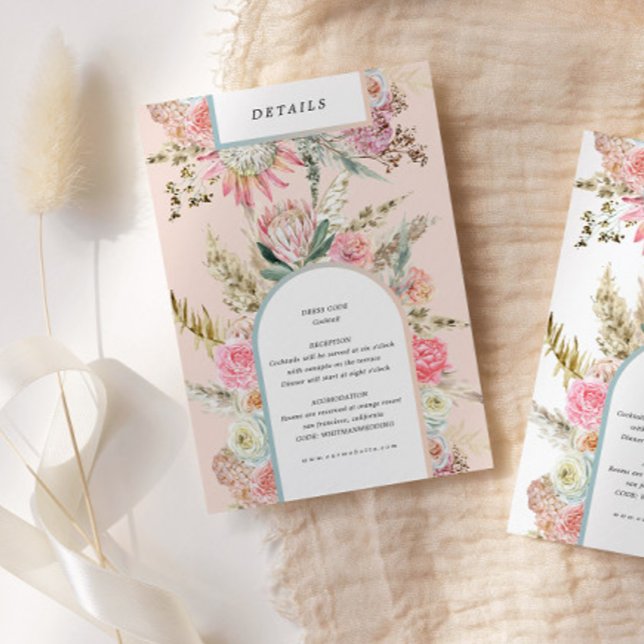 Tropical Bohemian Blush Reception Details Card (Creator Uploaded)