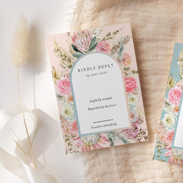 Tropical Bohemian Blush Vertical RSVP Card (Creator Uploaded)