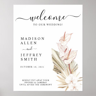 Tropical Bohemian Wedding Unplugged Welcome Sign