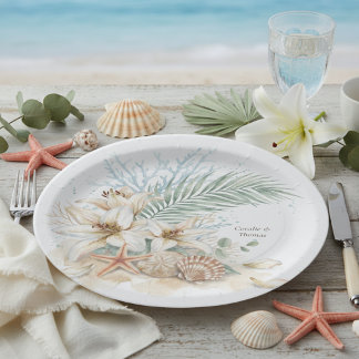 Tropical Boho Beach Wedding Paper Plate