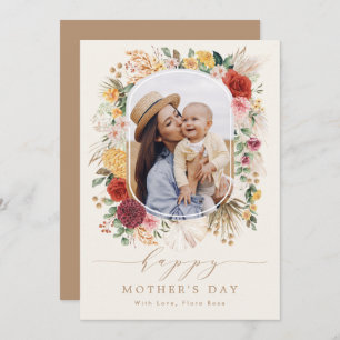 Tropical Boho Pampas Flower Mother's Day Card