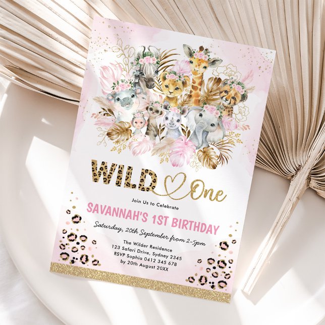 Tropical Boho Safari Animals Girl Baby Shower Invitation (Creator Uploaded)