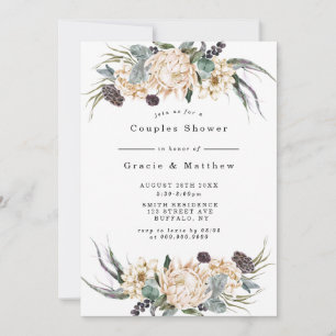 Tropical Boho White Protea Couples Shower Invites
