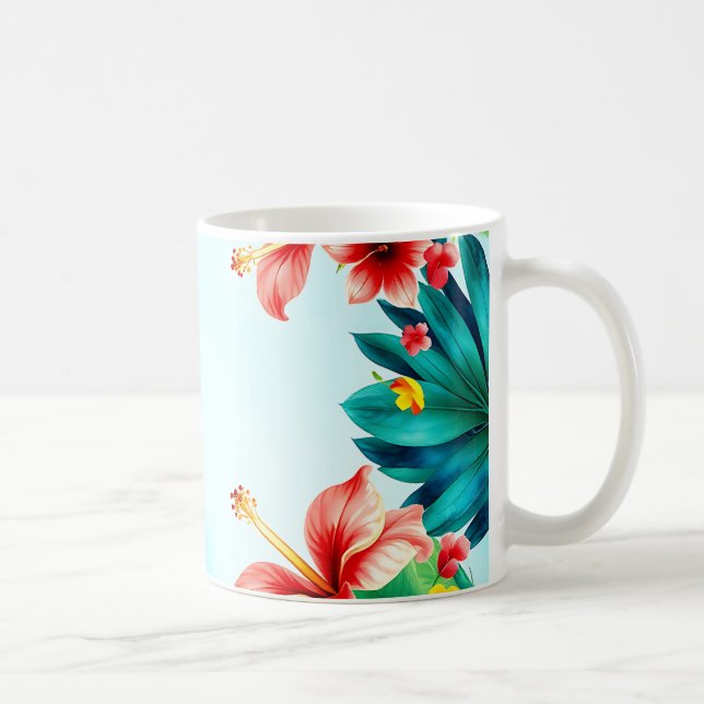 Tropical Bold Watercolor Mug – Vibrant Palm (Right)