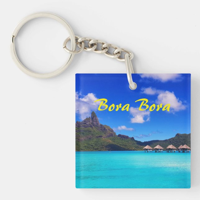 Tropical Bora Bora Scenic Island Vacation Key Ring (Front)