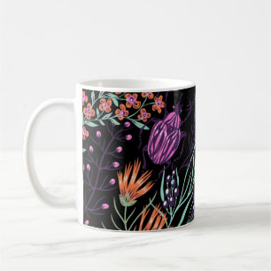 Tropical Botanical and Bugs Colorful Abstract Art Coffee Mug