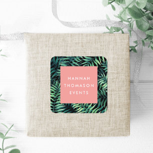 Tropical Botanical Business Name Square Sticker