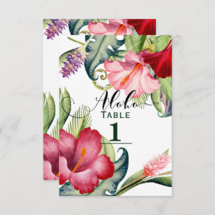 Tropical Botanical Floral Aloha Table Number