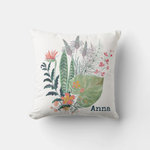 tropical Botanical floral personalised Cushion