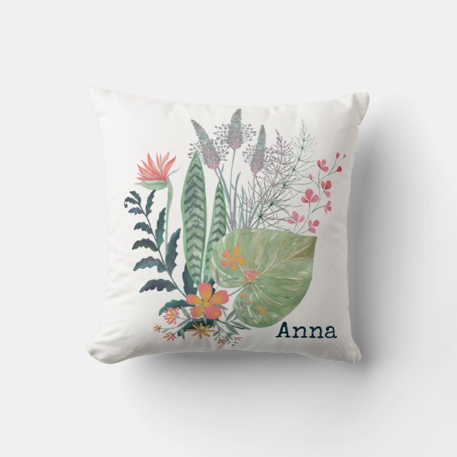 tropical Botanical floral personalised Cushion (Front)