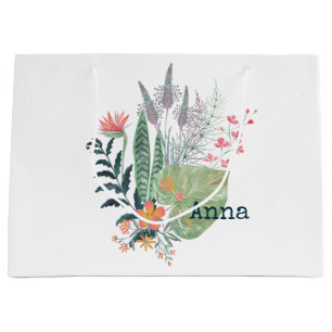 tropical Botanical floral personalised Large Gift Bag