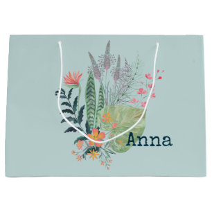 tropical Botanical floral personalised Large Gift Bag