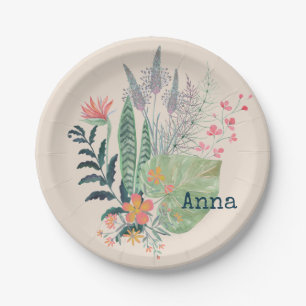 tropical Botanical floral personalized Paper Plate