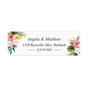 Tropical Botanical Floral Summer Themed Return Address Label