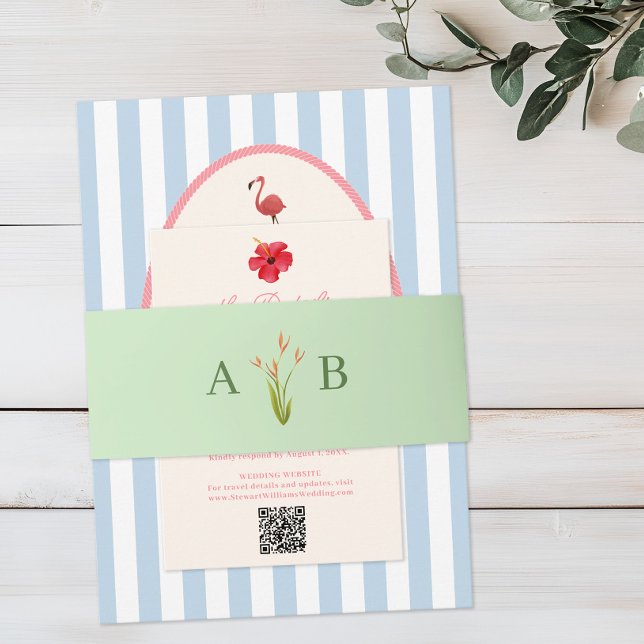 Tropical Botanical Floral Wedding Invitation Belly Band (Creator Uploaded)