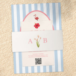 Tropical Botanical Floral Wedding Invitation Belly Band