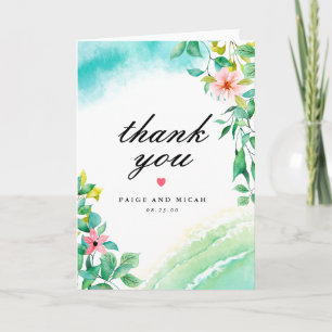Tropical Botanical Floral Wedding Thank You Card