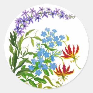 Tropical Botanical Garden Bouquet Classic Round Sticker