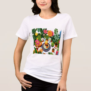 Tropical Botanical Garden Floral Collage Tri-Blend Shirt