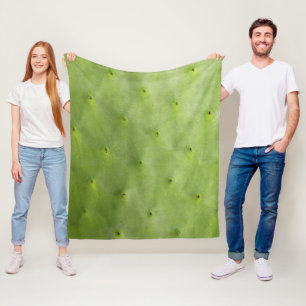 Tropical Botanical Green Cactus Fleece Blanket