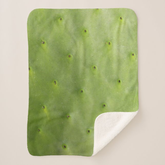 Tropical Botanical Green Cactus Photo Sherpa Blanket (Front)